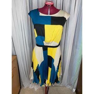 Maxandcleo fit and flair color block dress sz 12